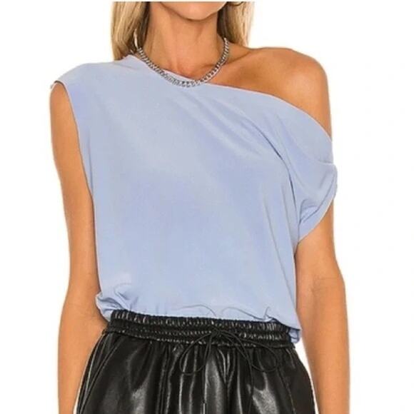 Norma Kamali light blue drop shoulder top size L - Picture 1 of 12
